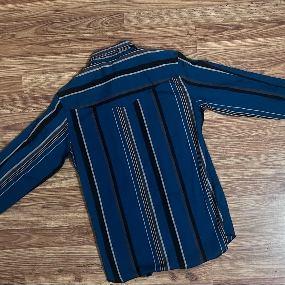 Wrangler blue/greenand Black Striped Western Shirt - Picture 2 of 7